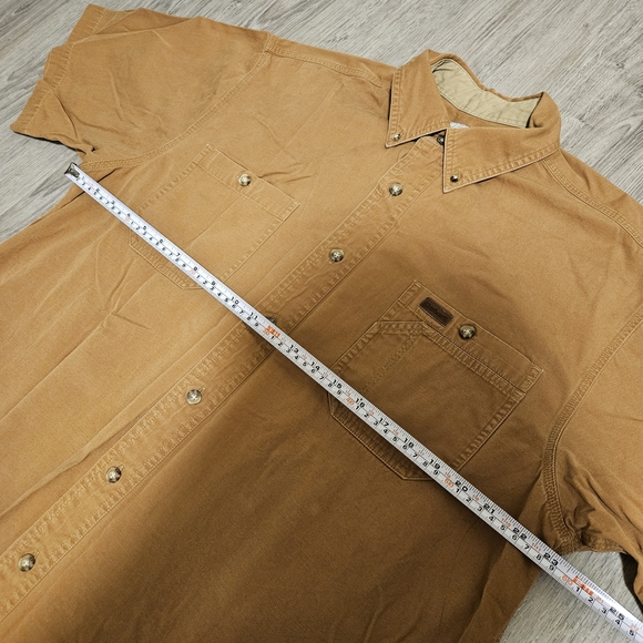 Carhartt Tan Short Sleeve Button Down Shirt Men's Size Large - Picture 7 of 9